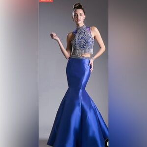 Cinderella Divine 84016 Beaded Bodice 2 Piece Mermaid Gown T-Back